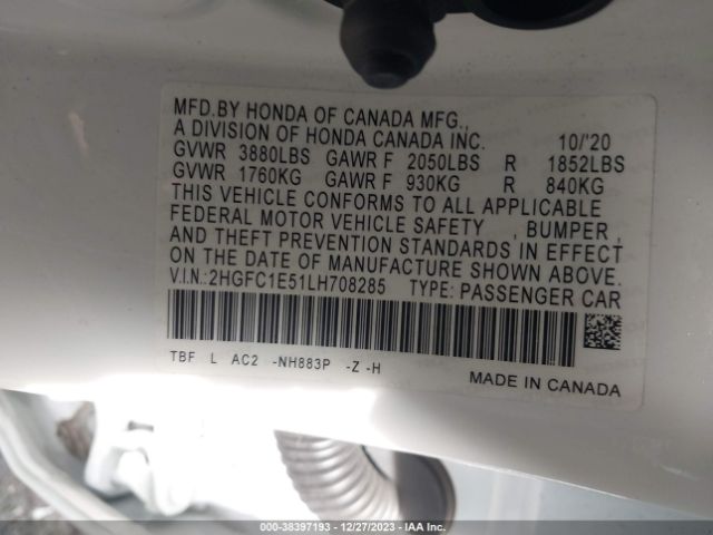 2HGFC1E51LH708285 Honda CIVIC SI SEDAN