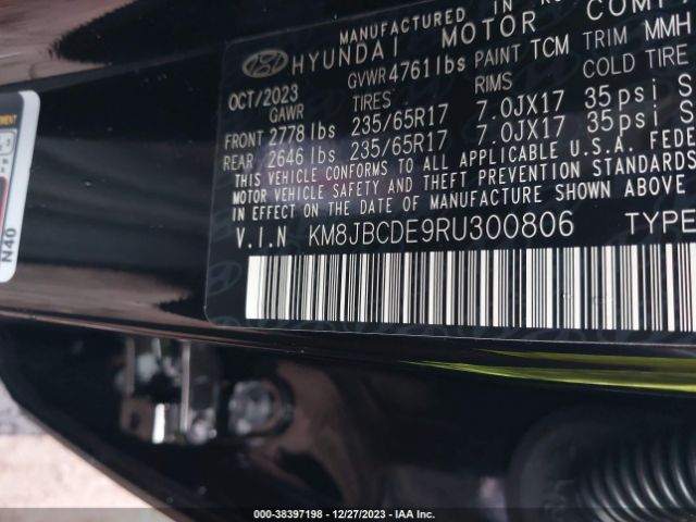 KM8JBCDE9RU300806 Hyundai TUCSON SEL