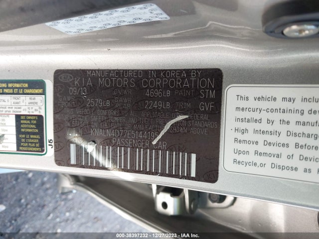 KIA Cadenza Premium 2014 KNALN4D77E5144195 Image 9