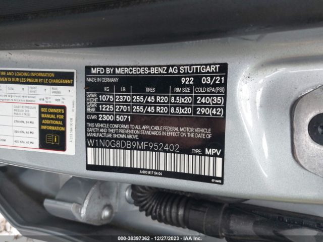 W1N0G8DB9MF952402 Mercedes-Benz Glc 300 Suv