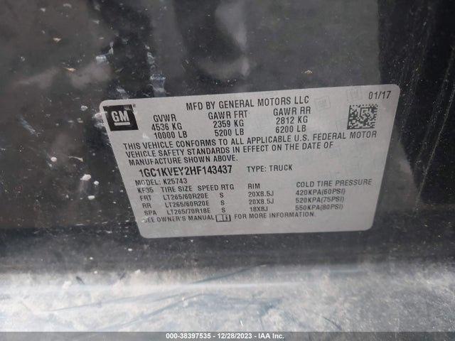Chevrolet Silverado 2500hd Lt 2017 1GC1KVEY2HF143437 Image 9