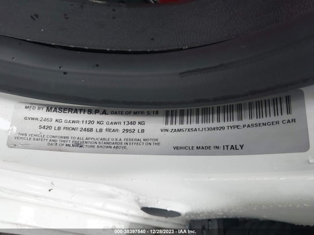 ZAM57XSA1J1304929 Maserati Ghibli