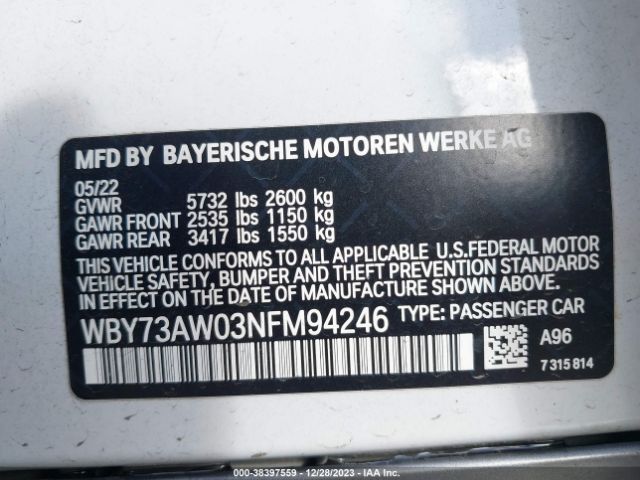 WBY73AW03NFM94246 BMW I4 Edrive40