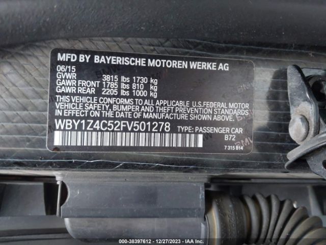WBY1Z4C52FV501278 BMW I3 Base W/range Extender