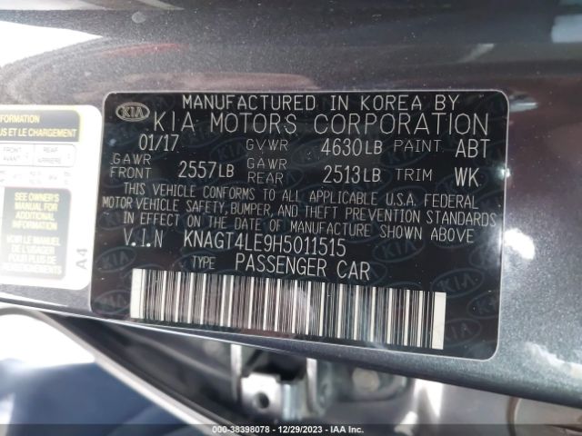 KNAGT4LE9H5011515 KIA OPTIMA HYBRID