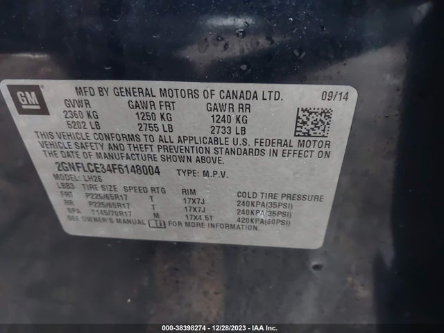 Chevrolet Equinox 2lt 2015 2GNFLCE34F6148004 Image 9