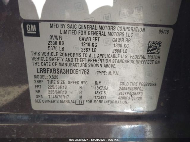LRBFXBSA3HD051762 Buick Envision Essence