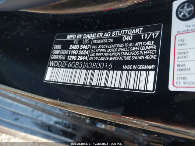 WDDZF6GB3JA380016 Mercedes-Benz E 400 4matic