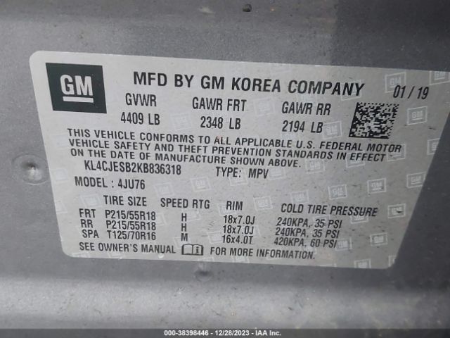 KL4CJESB2KB836318 Buick Encore Awd Preferred