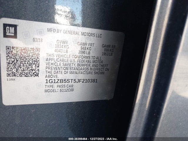 Chevrolet Malibu 1ls 2018 1G1ZB5ST5JF210381 Image 9