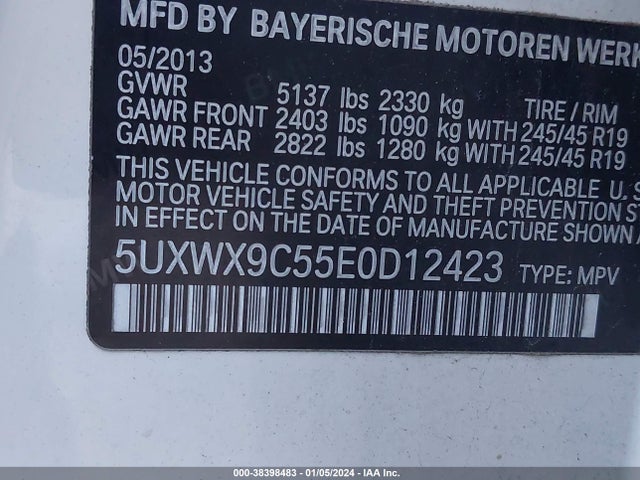 BMW X3 Xdrive28i 2014 5UXWX9C55E0D12423 Image 9