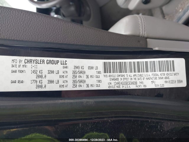 2011 DODGE DURANGO CREW VIN: 1D4RE4GG5BC630698