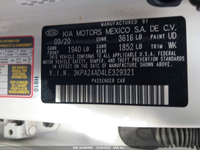 KIA RIO S 2020 3KPA24AD4LE329321 Image 9