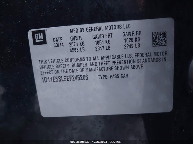 Chevrolet MALIBU 2LT 2014 1G11E5SL5EF245206 Image 9