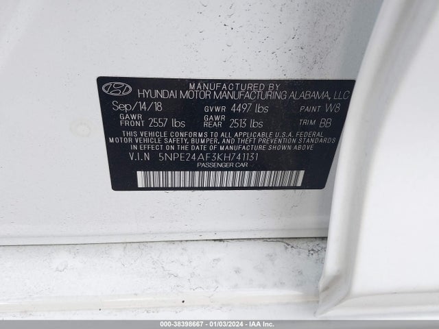 Hyundai SONATA SE 2019 5NPE24AF3KH741131 Image 9