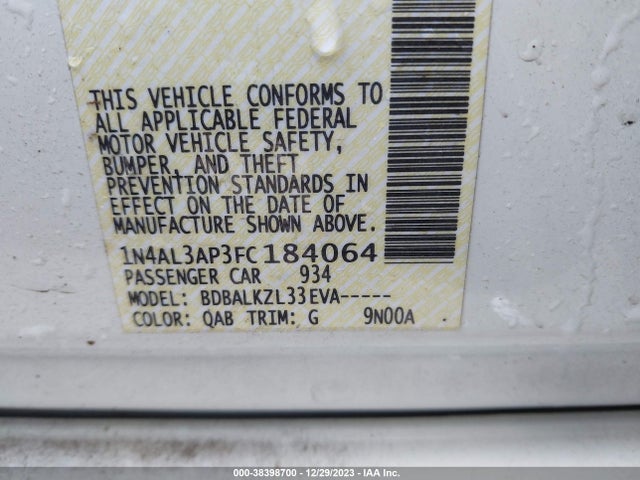 Nissan Altima 2.5 Sv 2015 1N4AL3AP3FC184064 Image 9