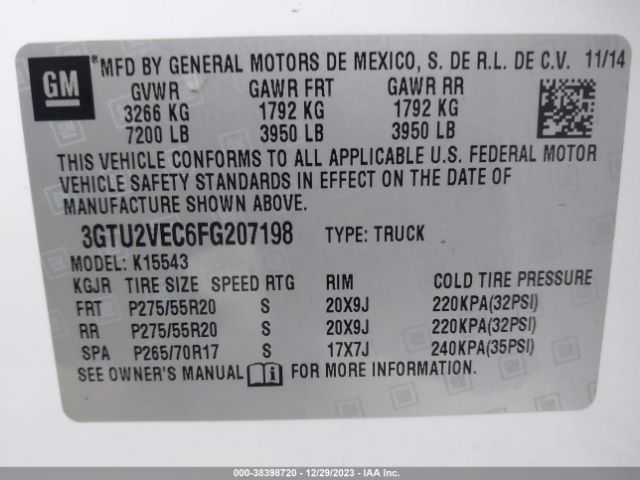 3GTU2VEC6FG207198 GMC Sierra 1500 Slt