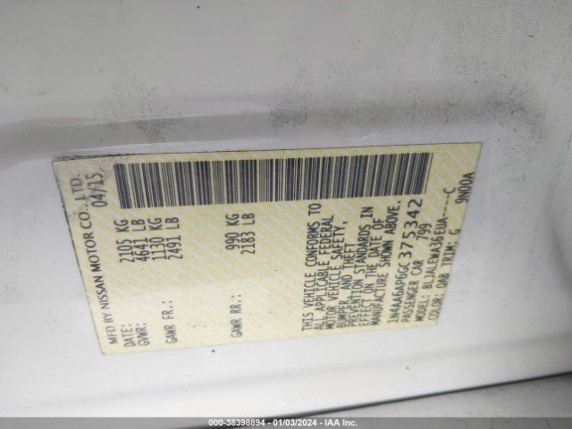 1N4AA6AP6GC375342 Nissan Maxima 3.5 Sl
