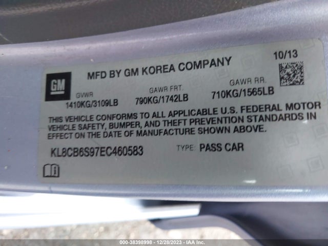 Chevrolet Spark Ls Auto 2014 KL8CB6S97EC460583 Image 9