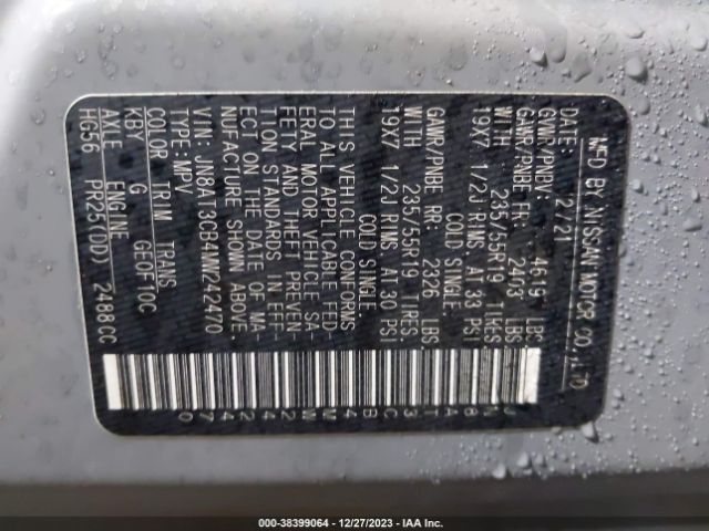 JN8AT3CB4MW242470 Nissan Rogue Sl Intelligent Awd