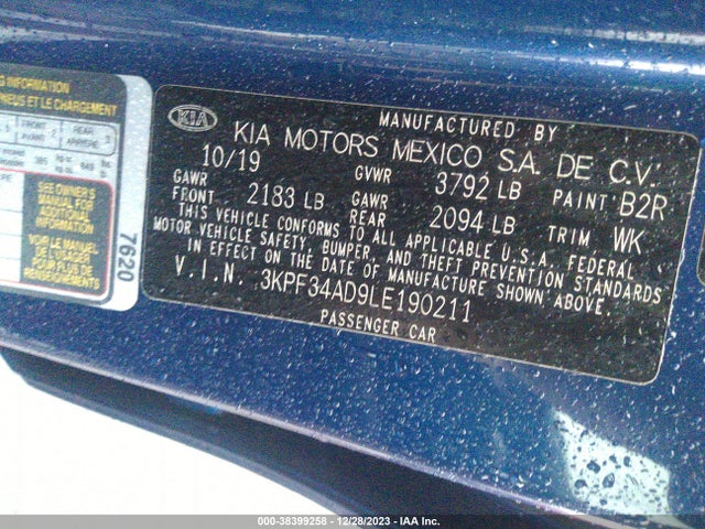 KIA Forte Gt-line 2020 3KPF34AD9LE190211 Image 9