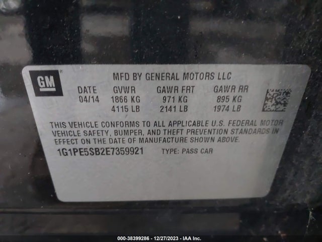 Chevrolet Cruze 2lt Auto 2014 1G1PE5SB2E7359921 Image 9
