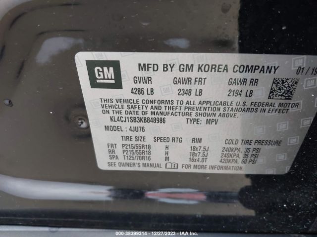 KL4CJ1SB3KB848986 Buick Encore Fwd Sport Touring