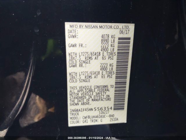 1N6BA1F45HN556354 Nissan Titan Xd Pro-4x Diesel