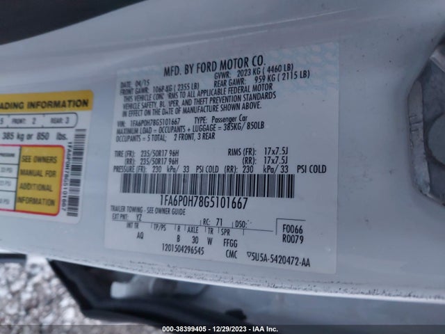 Ford FUSION SE 2016 1FA6P0H78G5101667 Image 9