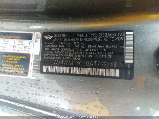 2010 MINI COOPER WMWMF3C50ATZ22743 Photo 8
