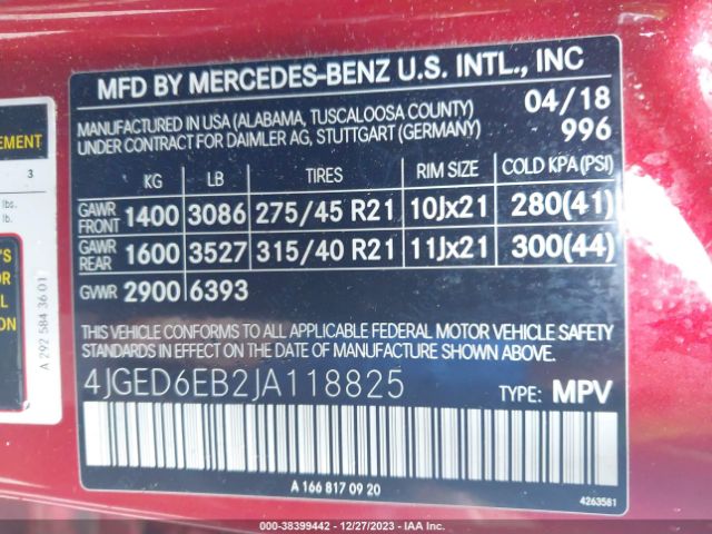 4JGED6EB2JA118825 Mercedes-Benz Amg Gle 43 Coupe 4matic