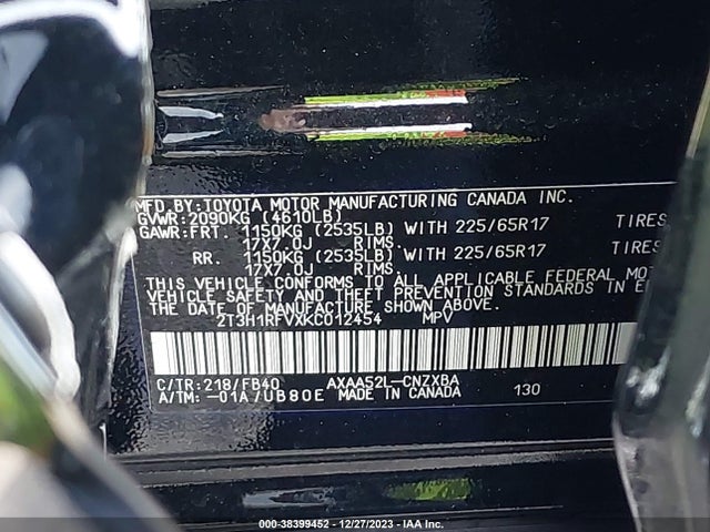 Toyota RAV4 LE 2019 2T3H1RFVXKC012454 Image 9