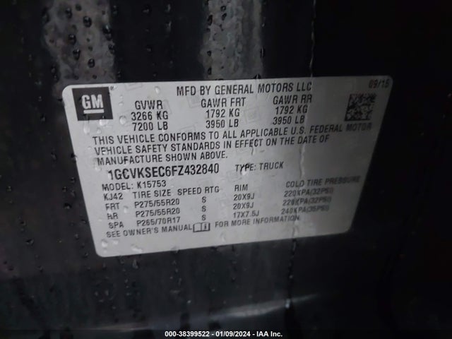 Chevrolet Silverado 1500 2lz 2015 1GCVKSEC6FZ432840 Image 9