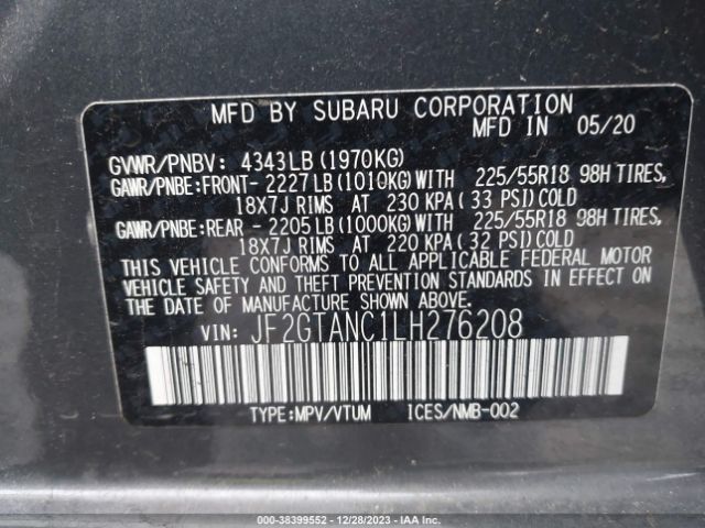 2020 SUBARU CROSSTREK JF2GTANC1LH276208 Photo 8