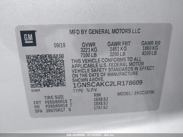 Chevrolet Tahoe 2wd Ls 2020 1GNSCAKC2LR178609 Image 9