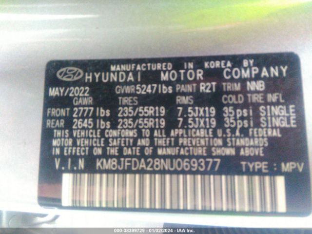 2022 HYUNDAI TUCSON PLUG-IN HYBRID KM8JFDA28NU069377 Photo 8