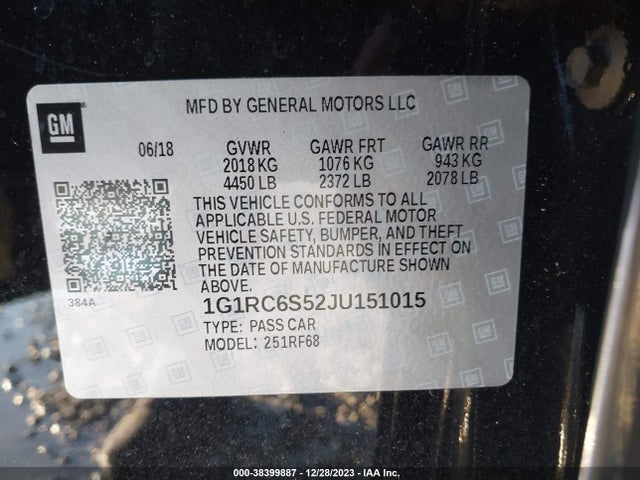 Chevrolet VOLT LT 2018 1G1RC6S52JU151015 Image 9