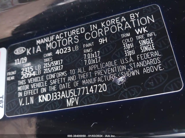 KIA SOUL EX 2020 KNDJ33AU5L7714720 Image 9