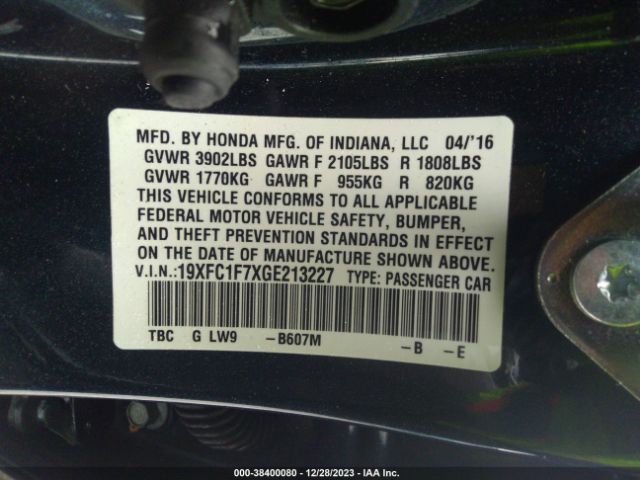 19XFC1F7XGE213227 Honda Civic Ex-l