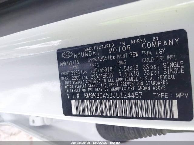 Hyundai Kona Limited 2018 KM8K3CA53JU124457 Image 9