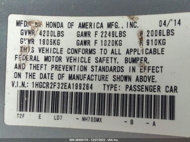 1HGCR2F32EA199264 Honda ACCORD LX