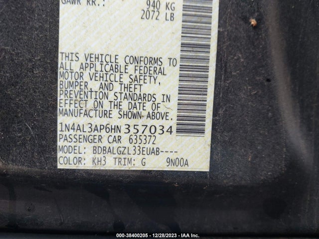 Nissan Altima 2.5 S 2017 1N4AL3AP6HN357034 Image 9
