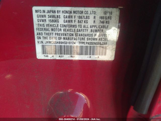 JHMGK5H89HS018124 Honda Fit Ex-l