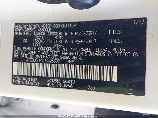 Toyota 4runner Sr5 Premium 2018 JTEBU5JR4J5526302 Image 9