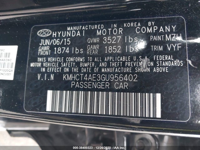 2016 HYUNDAI ACCENT SE VIN: KMHCT4AE3GU956402