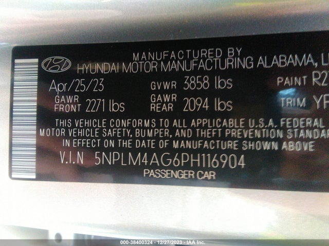 Hyundai ELANTRA SEL 2023 5NPLM4AG6PH116904 Image 9