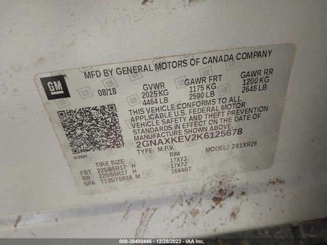 Chevrolet EQUINOX LT 2019 2GNAXKEV2K6125678 Image 9