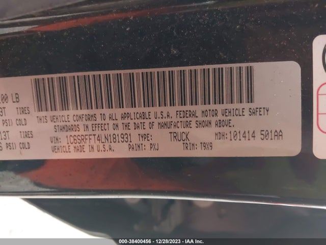 RAM 1500 Big Horn  4x4 5'7 Box 2020 1C6SRFFT4LN181931 Image 9