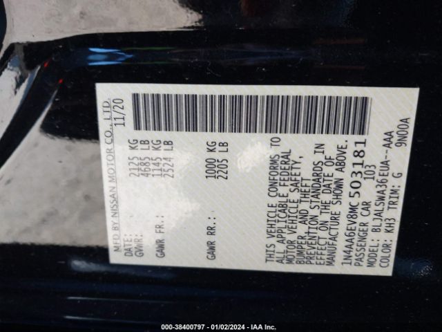1N4AA6EV8MC503181 Nissan Maxima Sr Xtronic Cvt