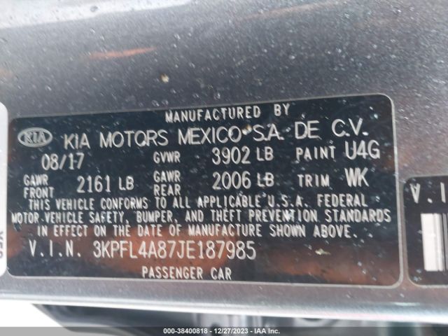 3KPFL4A87JE187985 KIA FORTE EX